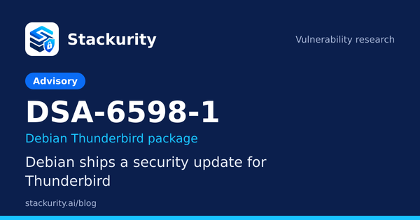 DSA-6598-1: Debian ships a security update for Thunderbird